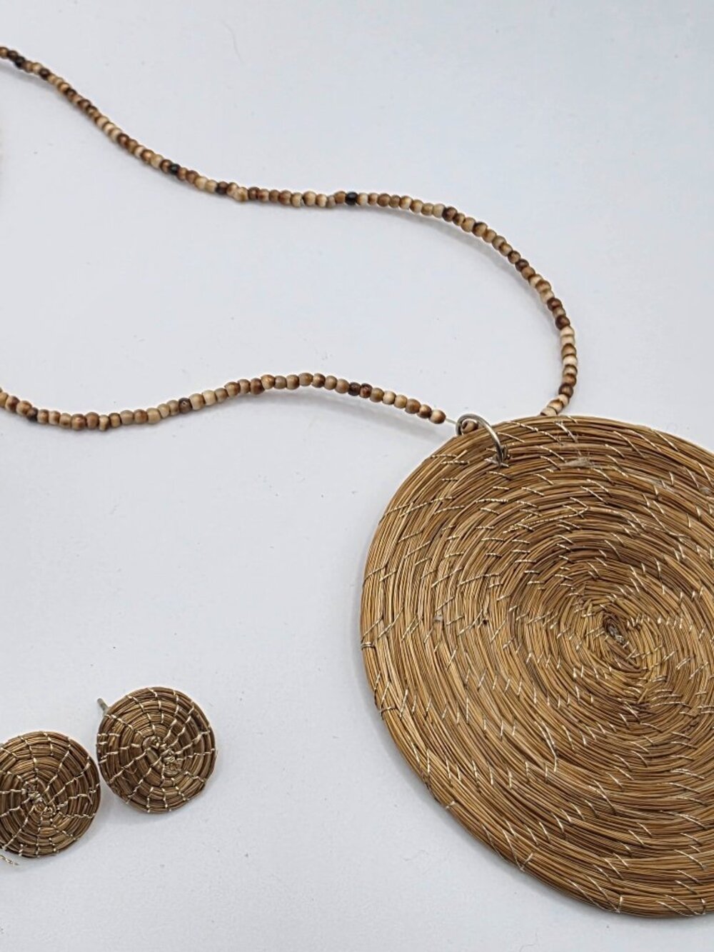Brazilian Capim Dourado Golden Grass Necklace Bracelet Earrings Artisan Set